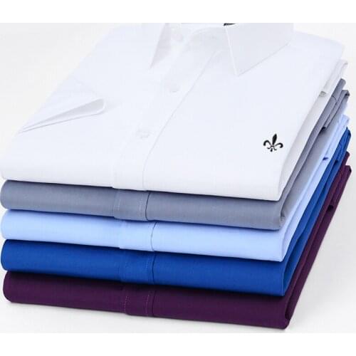 2021 shirts bamboo fiber mens short sleeve solid slim fit casual shirt social business Dudalinas masculin