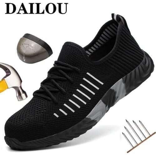 Mens Steel Toe Cap Safety Shoes Puncture-Proof Work Boots Breathable Lightweight Outdoor Sneakers Comfortable Shoes for Men