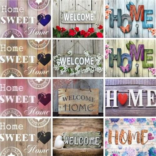 Huacan 5D Diamond Art Painting Kits Text Home Diamond Mosaic Cross Stitch Embroidery Sets Cartoon Modular Pictures Home Decor