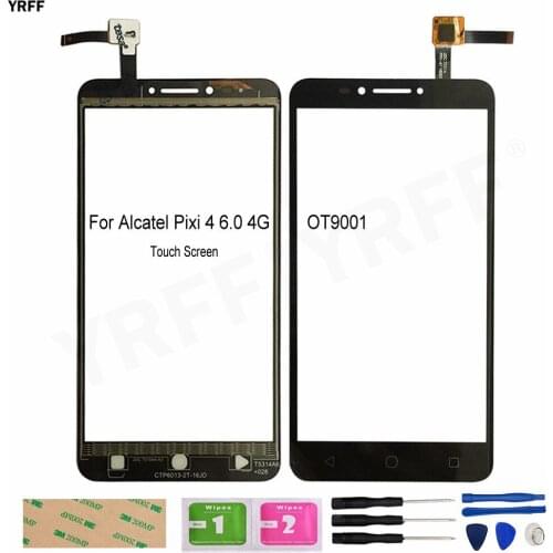 New Front Glass Panel Sensor For Alcatel Pixi 4 6.0 4G OT 9001 9001A 9001X 9001D Touch Screen Digitizer Assembly Parts
