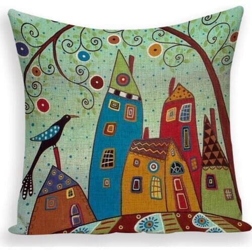 Wholesale Vintage Flowers Pillow Cover Cushion Cover Linen Cotton Throw Pillows Girls Home Decor Pillow case Pillowsham 17"