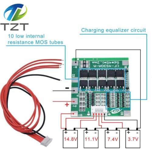 Original 4S 30A 14.8V Li-ion Lithium 18650 Battery BMS Packs PCB Protection Board Balance Integrated Circuits with cable