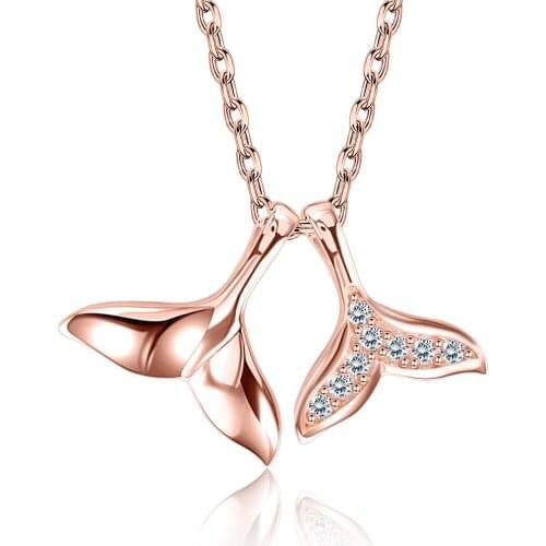 SILVERHOO 925 Sterling Silver Chokers Necklaces For Women Trendy Cubic Zirconia Double Fishtail Pendant Necklaces Fine Jewelry