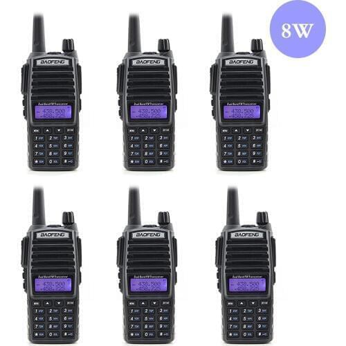 6PCS Baofeng UV82 8W PowerfuL Dual band dual display dual standby 136-174&400-520MHz 2800mAH battery Two way radio UV-82-8W