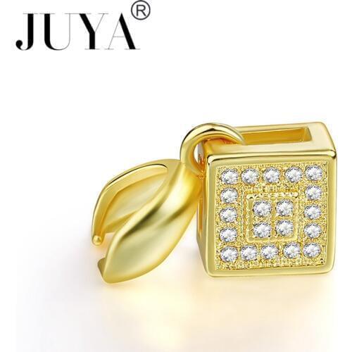 Supplies For Jewelry 10 Pieces Zircon Pinch Clips Bails Connectors Copper Jewelry Findings Crystal Charm Clasps Bail Charms