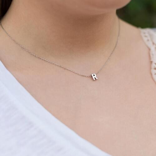 Simple Creative Gold Silver Color Initial Pendant Necklace Fashion Letter Name Choker Necklace For Women Romantic Jewelry Gift