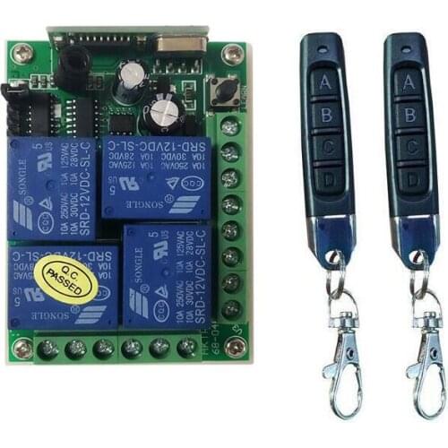 DC 12V 10A relay 4 channel Radio RF Wireless remote control switch lamp/ lighting 433.92 mhz receiver transmitter