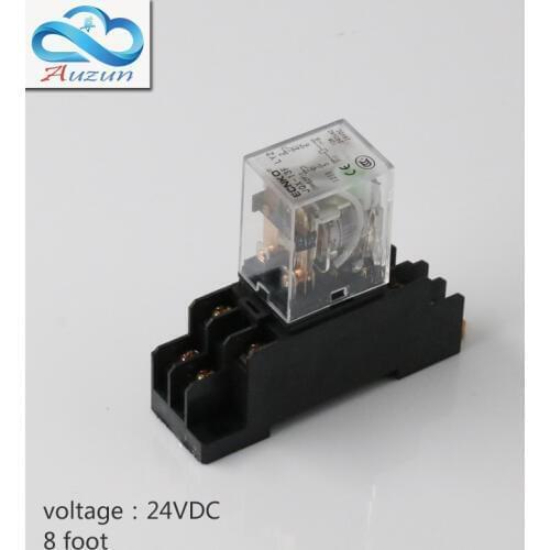 10 pieces hh62P small dc 24 v relay base of intermediate relay with silver contact current 10 A eight feet