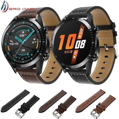22mm Watch Strap for Huawei Watch GT Active GT2 46mm GT 2E leather Watch Bands For huawei Honor Magic 2 Watch Bracelet Correa