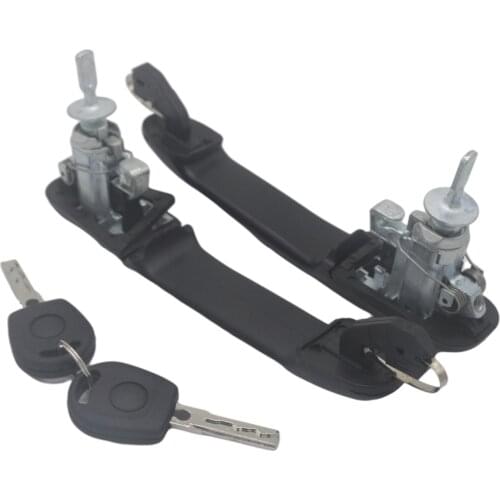 2PCS 6K0837205 6K0837206 FRONT LEFT RIGHT DOOR HANDLE WITH LOCK BARREL FOR VW SHARAN 1995-2010 33MM PIN LENGTH