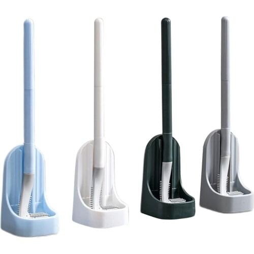 Toilet Brush Silicone Soft Rubber Detachable Long Handle Toilet Cleaning Brush Home Bathroom Accessories Sets Corner Smart