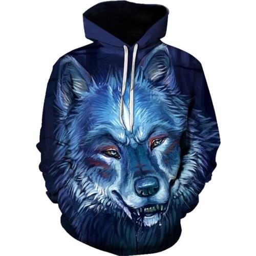 Hot Sale Men Women Hooded Sweatshirt Wolf 3D Print Pullover Unisex Casual Creative Oversized Hoodies