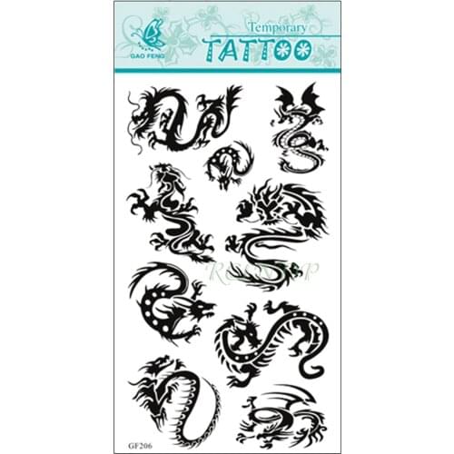 Waterproof Temporary Tattoo Sticker dragons China totem tatto stickers flash tatoo fake tattoos for men women
