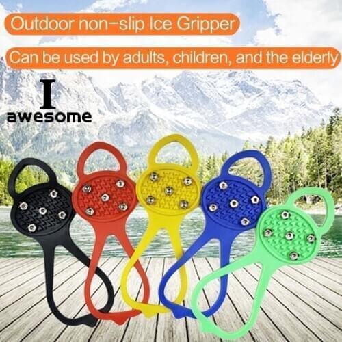 5 Teeth Ice Gripper 5 Color For Shoes Women Men Crampons Ice Gripper Spike Grips Cleats For Snow Studs Non-Slip Climbing Hiking