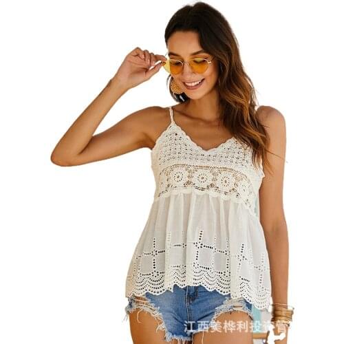 2021 Bohemian National Wind Spring and Summer Beach Knitted Vest Beach Holiday Sleeveless Hollow Sunscreen Shirt