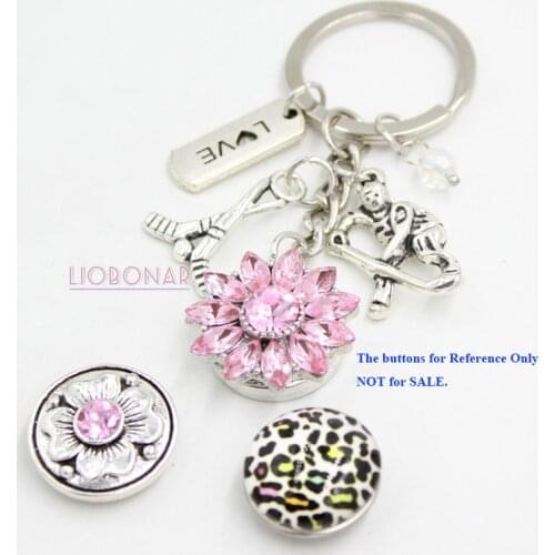 1PC Ice Hockey Key Chain Handbag Charm Love sport Snap Keychain Key Ring for Hockey Lover Gift 18mm Snap Jewelry