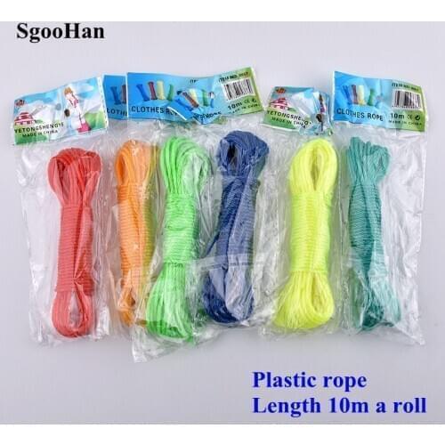 10m/Roll Colorfull Plastic Rope Home Clothesline Rope Rainproof cloth Tarpaulin Fixing shading Net Installation Lashing Ropes