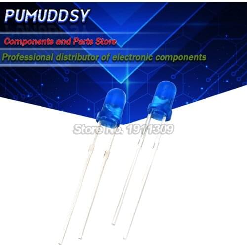 100PCS led 3mm blue diffused blue turn blue