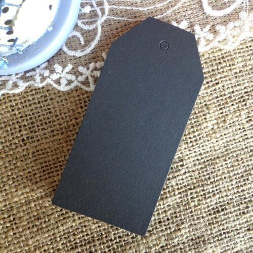 100pcs 4.5X9.5cm Black Blank Paper Gift Tags Hang Tag Retro Kraft Paper Cards Label DIY Bookmark