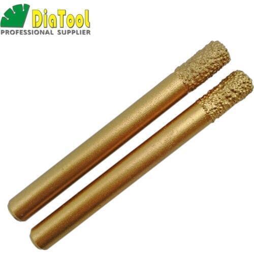 DIATOOL 2PCS CNC Engraving Bits For Stone(6/12mm) Flat-end, Striaght Diamond Burrs, Vacuum Brazed Diamond Carving Bits