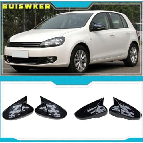 2PCS Side Car Mirror Covers Caps for VW Golf 6 GTI 6 Golf 6 R MK6 R20 Touran Pair Wing RearView Mirror Case Cover Trim Cap Black