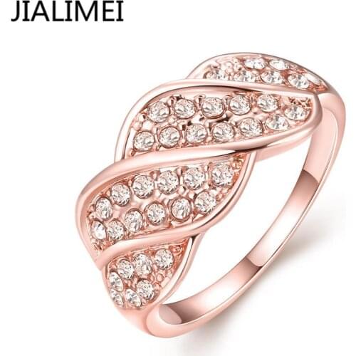 2016 High quality New arrival JIALIMEI brand fashion Jewelry Gold Color rings with zircon for women gift R022
