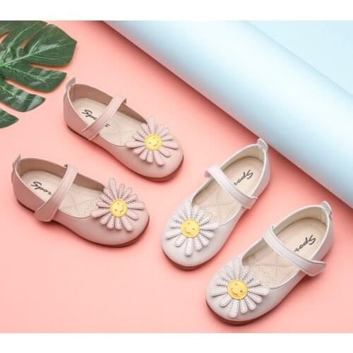 2020 Autumn Princess Kids Leather Shoes Girls Flower High Quality Casual Children Sneakers Soft Comfortable Flat Baby Shoes Pink