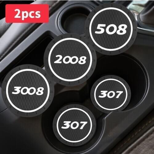 2pcs Pvc Silicone Car non-slip coaster Mat for Peugeot 206 207 308 407 508 2008 3008