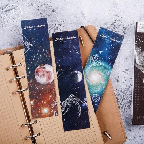 30 Pcs /pack Space Travel Paper Bookmarks Book Memo Label Gift Student Stationery