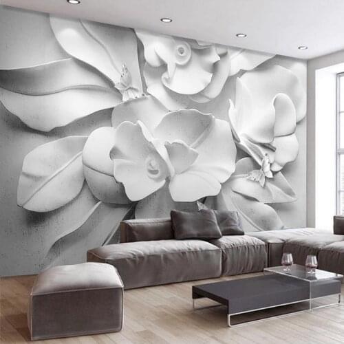 Custom Wallpaper 3D Stereoscopic Embossed Floral Flowers Wall Painting Modern Abstract Art Mural Living Room Bedroom Wallpapers