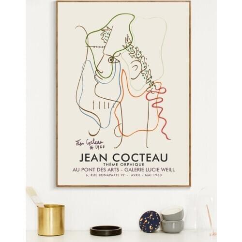 Jean Cocteau Frence Abstract Artist Canvas Painting Prints Galerie Lucie Weill 1960 Exhibition Poster Gallery Wall Picture Decor