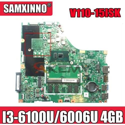 Akemy 15277-1N 448.08B01.001N For Lenovo V110-15ISK Notebook Motherboard CPU I3 6100U 6006U RAM 4GB 100% Test