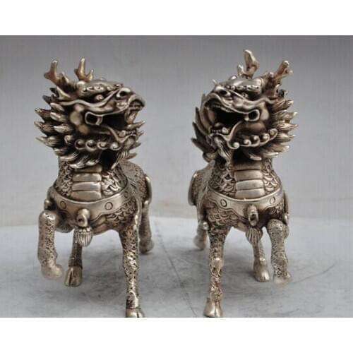Decoration bronze factory outlets Tibet Silver china fengshui silver Evil spirits Kirin Unicorn Kylin dragon head beast statue