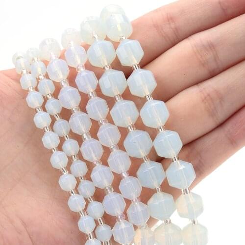 White Opal Beads Olive Shape Natural Loose Spacer Bead for Jewelry Making DIY Charm Bracelet Necklace Accessories 6/8/10mm