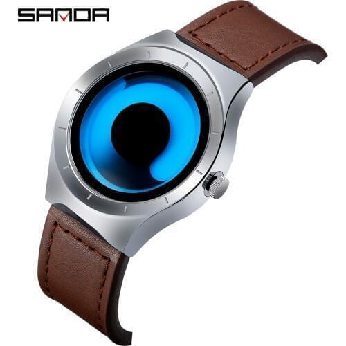 Fashion Sanda Brand New Waterproof Men Watch Trend Personality Swirl Contrast Color Gradient Dial Ther Steel Belt Mens Quartz
