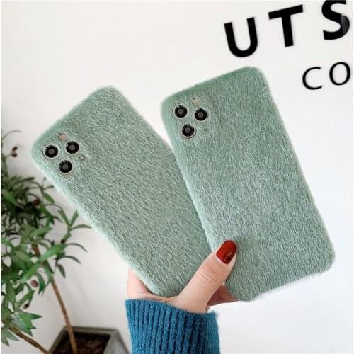 Retro green kawaii plush winter art Japanese Phone Case For iPhone 12 11 Pro Max Xr Xs Max 7 8 Plus X 7Plus case Cute Soft cover