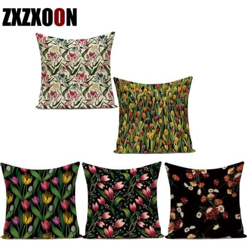 Decorative Throw Pillows Case Rose Flower Floral Polyester Sofa Home Pillow Covers Decorative Cushion Cover for Living Room