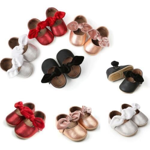 New Brand New Fashion Causal Toddler Newborn Baby Girls Boys Crib Shoes 0-18M PU Leather Solid Bow Hook Soft Shoes Baby Shoes