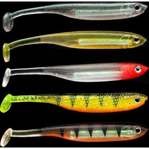 FOVONON 4pcs/Lot 10cm 5.5g Soft Fishing Lure Seabass Artificial Bait Silicone fish Worm Shad Eel Needfish Swimbait