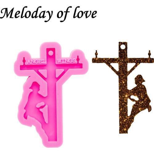 Glossy Lineman Keychain Epoxy Resin Molds Jewelry Making Custom Silicone Mould DY0340