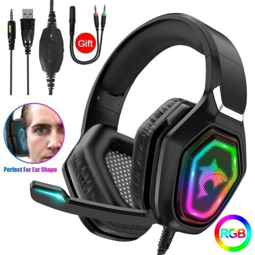 Gaming Headset with Noise Canceling HD Mic LED Light Stereo Surround Sound Over Ear Gamer Headphones Helmet for PC Ps4 Xbox Gift