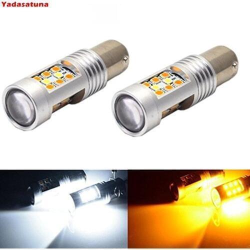 2 Pieces Dual Function White/Amber 1157 2057 2357 7528 Switchback LED Bulbs For Front Turn Signal Lights By 2835 SMD LED CHIPS