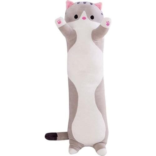 50/70/90cm Cute Plush Cat Doll Soft Stuffed Kitten Pillow Doll Toy Gift for Kids Girlfriend Neck Headrest Pillow