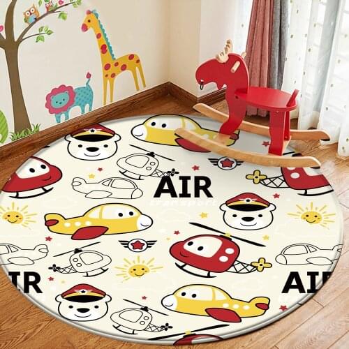 Cute Cartoon Airplane Police Children Comfortable Carpet Non-Slip Children Flannel Carpet Baby Hand Print Carpet Baby Play Mat