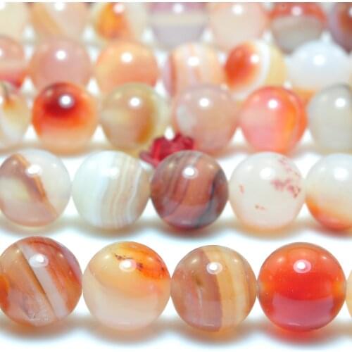 Natural Red Banded Agate Smooth Round Loose Beads Wholesale Gemstone Semi Precious Stone Bracelet Necklace Diy Jewelry Making