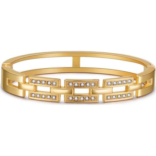 ORNAPEADIA Hot Sale Fashion Bracelet for Women Popular Fashion Hollow Chain Diamond Bracelet Open Spring Alloy Luxury Bangles