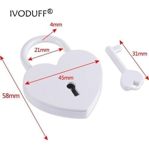 Love Heart Lock White Color 45x59mm For Bag Decoration,Metal Padlock Heart Shape
