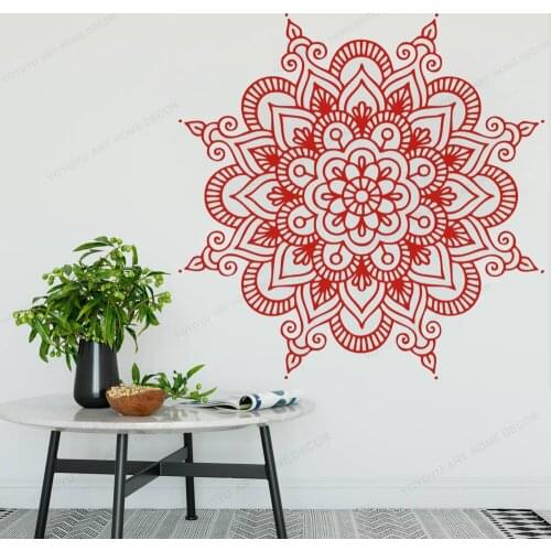 Mandala Flower Bedhead Wall Sticker Yoga Indian Buddhism Wall Decal For Kids Room Bedroom Wall Decoration Boho Flowers HD286