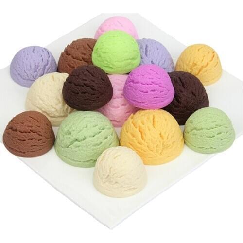 1pc Miniature Ice Cream Home Crafts Figurines Miniatures Color Simulation Ice Cream Ball Model Home Decor Artificial Foods