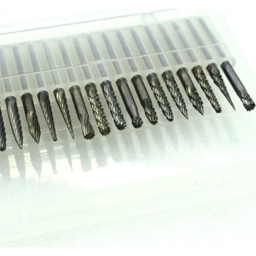 3mm Shank Tungsten Steel Solid Carbide Rotary Files Diamond Burrs Set Fits Dremel Tool for Woodworking Drilling Carving